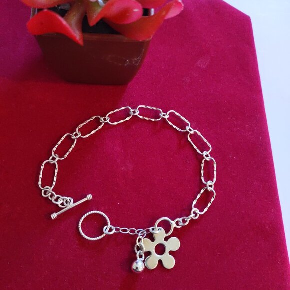 Charm Bracelet with Sphere and Flower Silver 925 - Picture 2 of 3